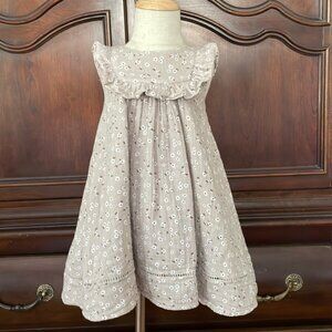 THE PRAIRIE by RACHEL ASHWELL Girls Beige Floral Ruffle Sleeve Dress Size 3T
